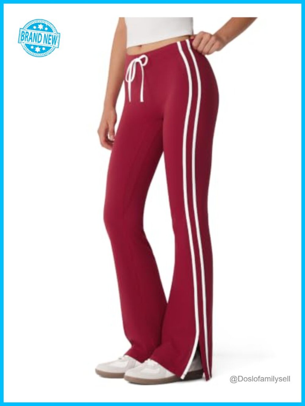 High Waisted Flare Yoga Pants Side Stripe Bell Bottom Track Pants